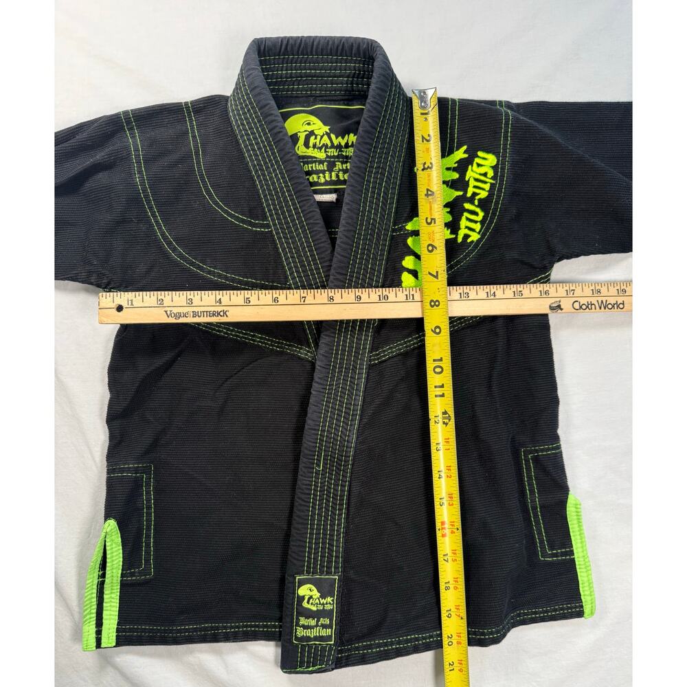 HAWK BRAZILIAN JIU-JITSU Martial Arts BJJ GI & Bottom Youth Size K1 Black Green - Picture 6 of 12